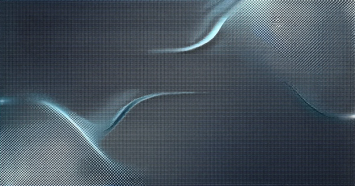 Abstract visualization of an active tamper detection mesh pattern overlaid on a chip die